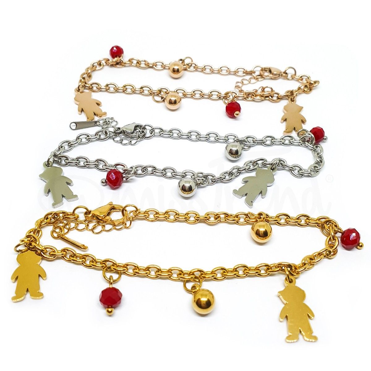 Pulseira com pendentes meninos em aço