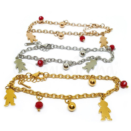 Pulseira com pendentes meninos em aço