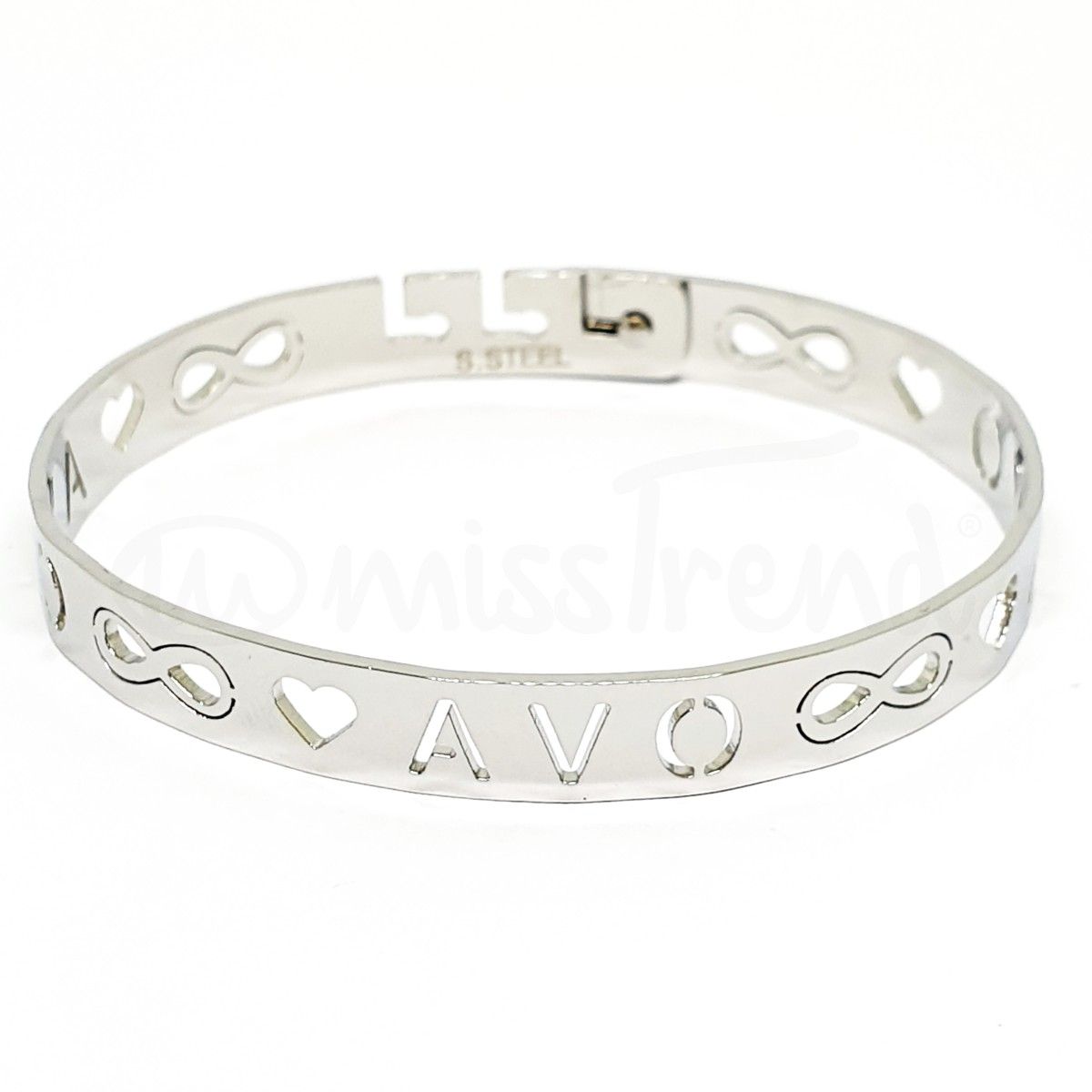 Pulseira argola avo com infinito em prateada