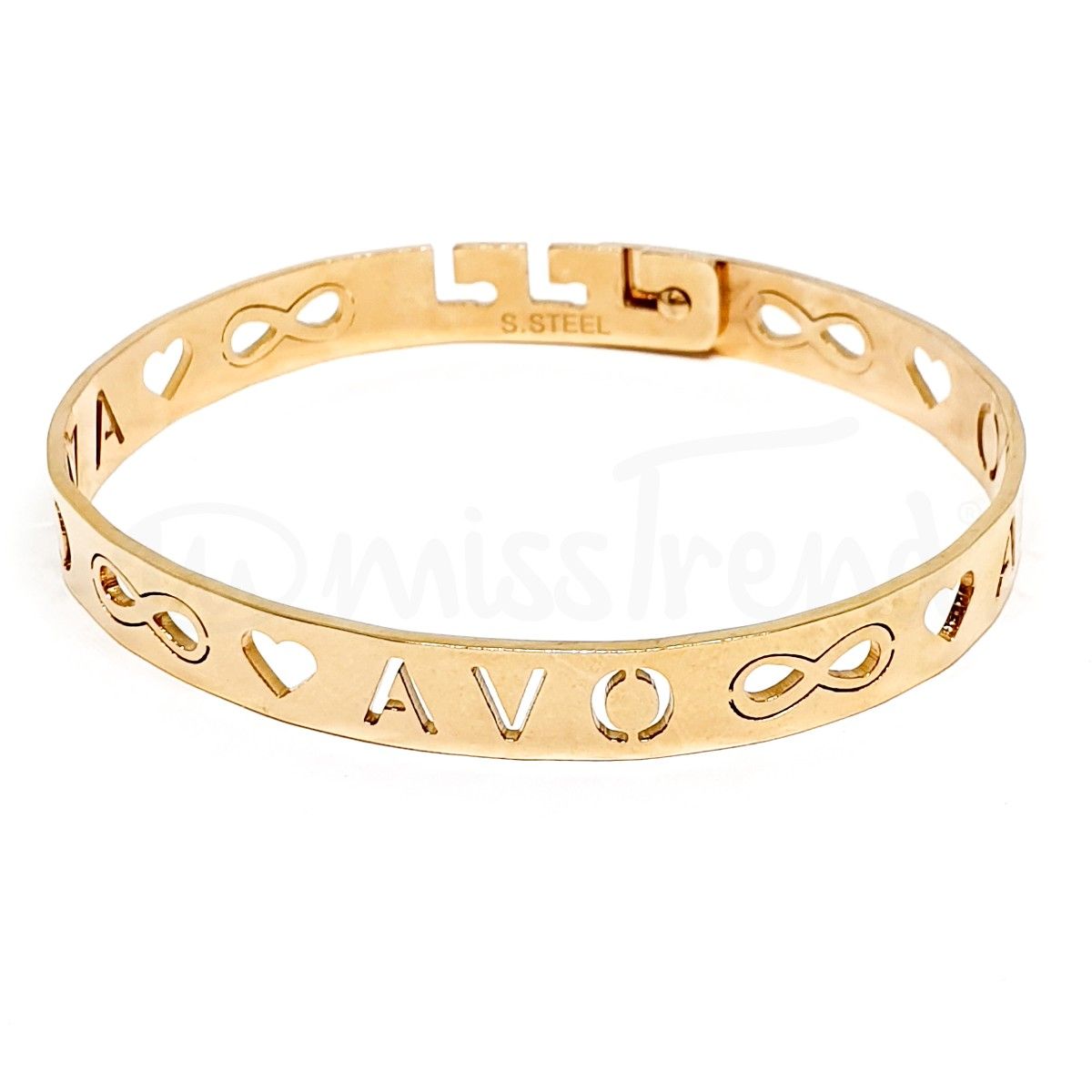 Pulseira argola avo com infinito em rosa gold