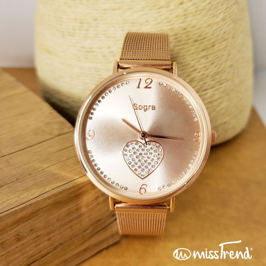 Relogio feminino exclusivo sogra rosa gold em aço