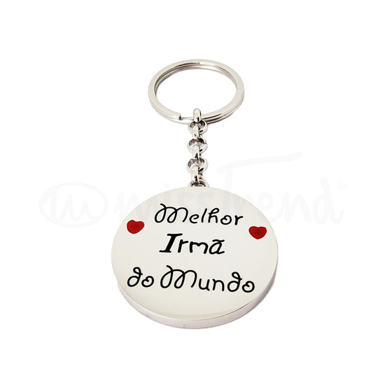 Porta chaves melhor irmã do mundo em aço prateado