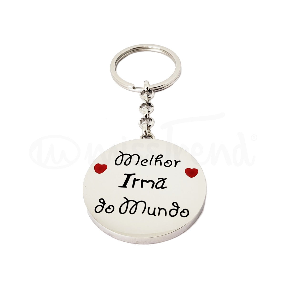 Porta chaves melhor irmã do mundo em aço prateado