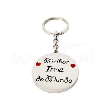 Porta chaves melhor irmã do mundo em aço prateado