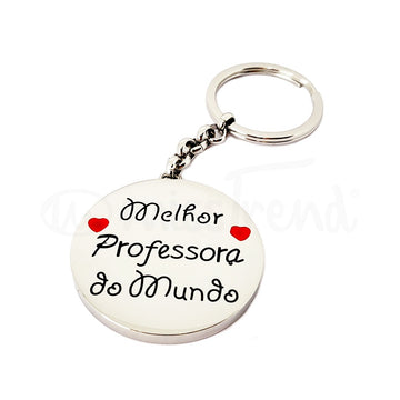 porta chaves melhor professora do mundo em aço prateado