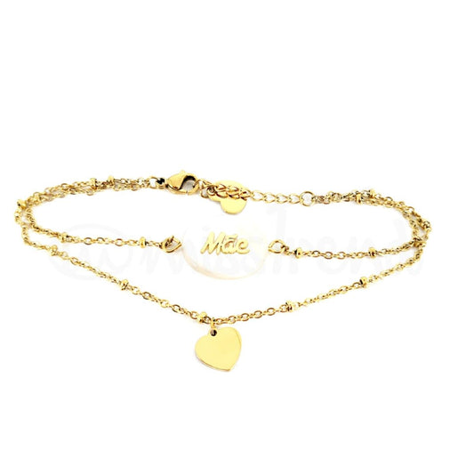 Pulseira stone mãe em aço dourada