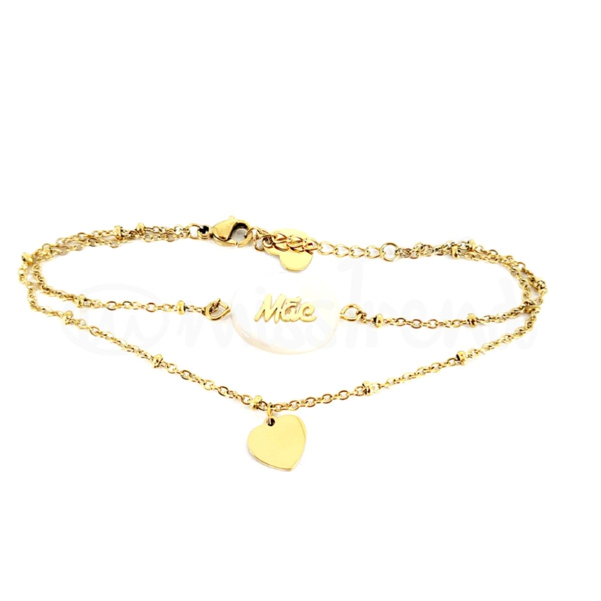 Pulseira stone mãe em aço dourada