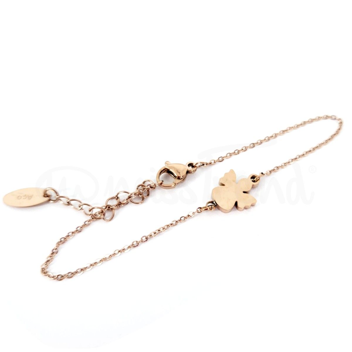 Pulseira Pendente Anjo rosa gold  em aço