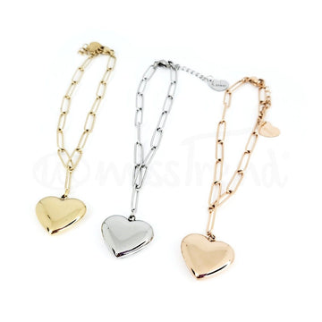 Pulseira lock heart  em aço