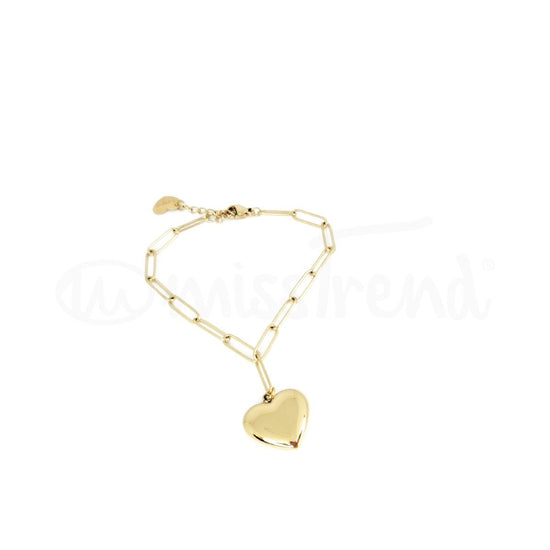 Pulseira lock heart dourada em aço
