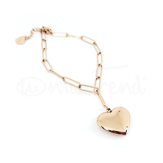 Pulseira lock heart rosa gold em aço