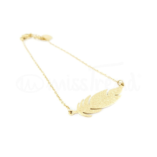 Pulseira pena dourada em aço