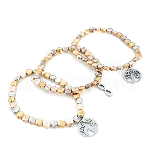 Pulseira elástica com pendente mundo