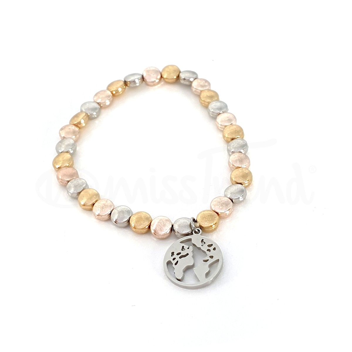 Pulseira elástica com pendente mundo