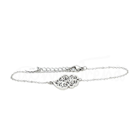 Pulseira coração de viana em aço prateada