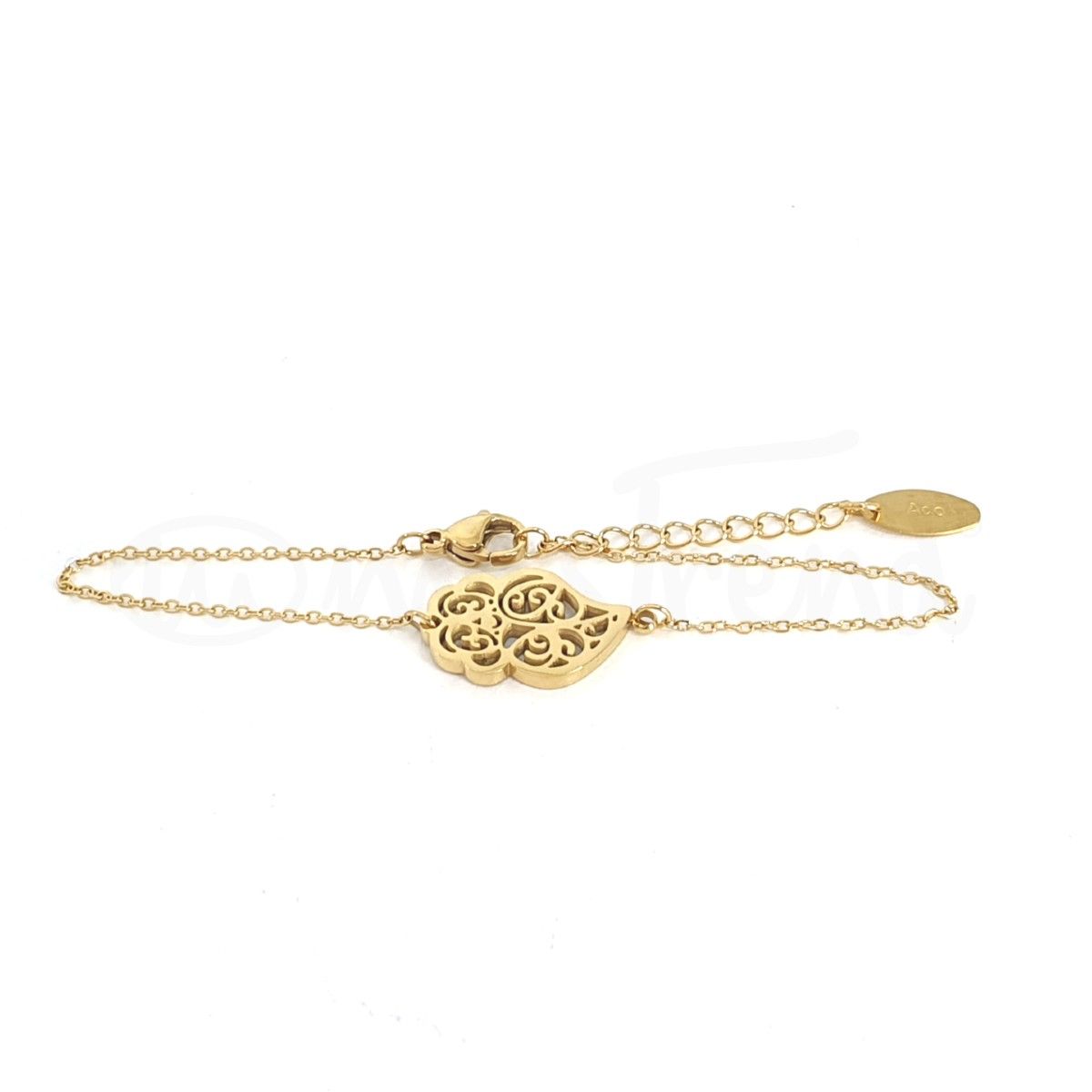 Pulseira coração de viana em aço dourada