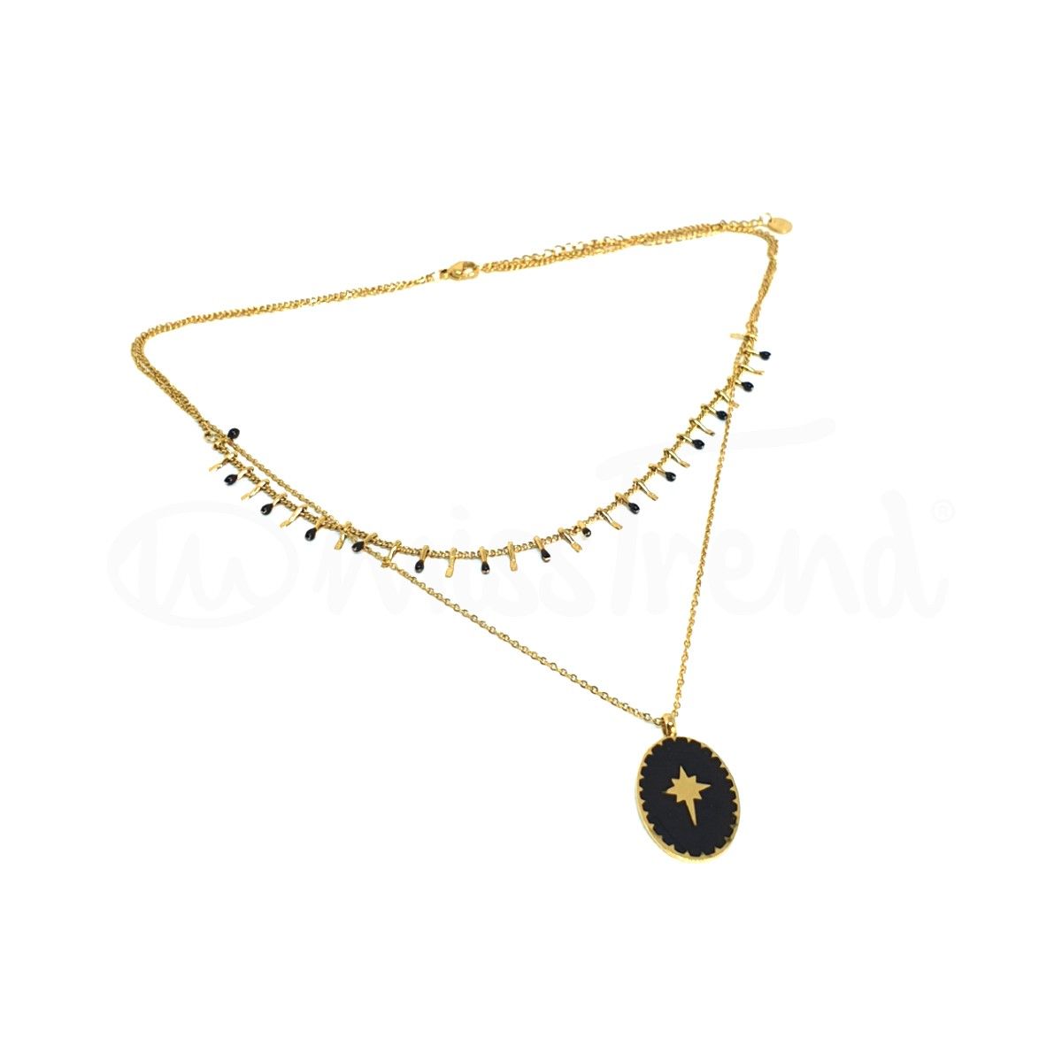 Colar alpha em aço dourado preto