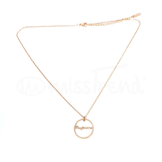 Colar professora em madre pérola rosa gold em aço