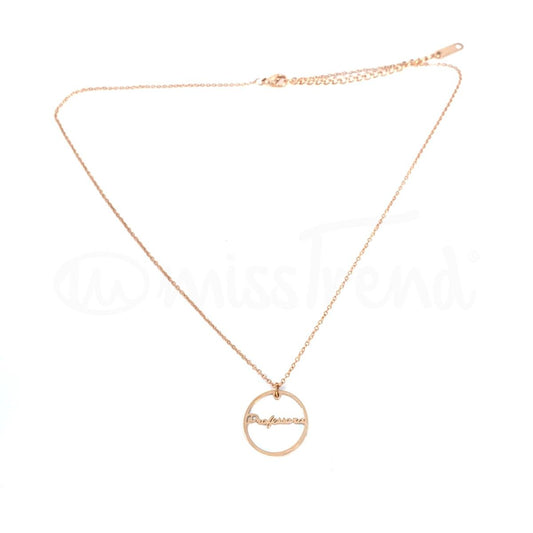 Colar professora em madre pérola rosa gold em aço