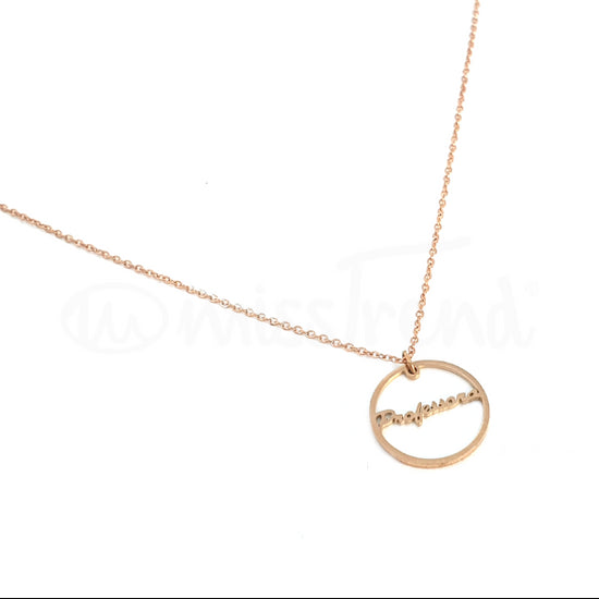 Colar professora em madre pérola rosa gold em aço