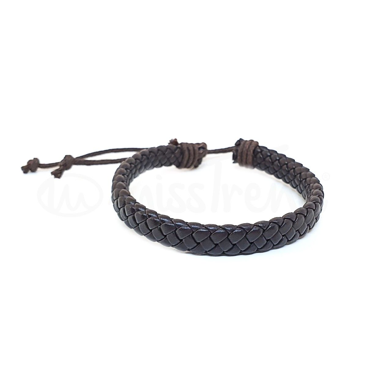 Pulseira edge em couro castanho escuro