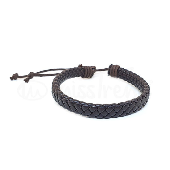 Pulseira edge em couro castanho escuro