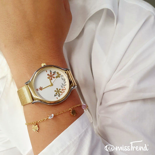 Relógio blossom dourado em aço