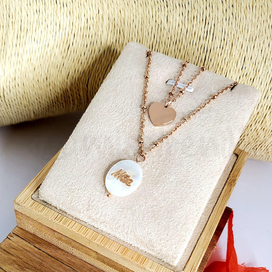 Colar Stone Mãe em aço rosa gold
