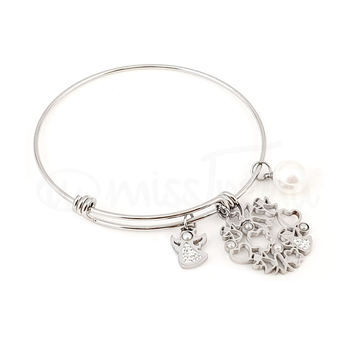 Pulseira escrava angelical Prateada em aço