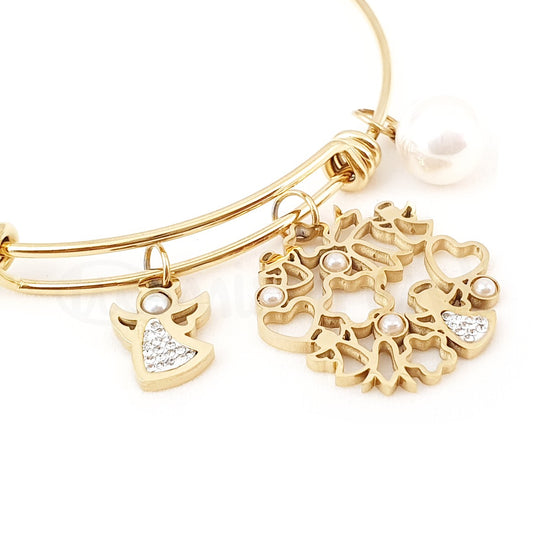 Pulseira escrava angelical dourada em aço