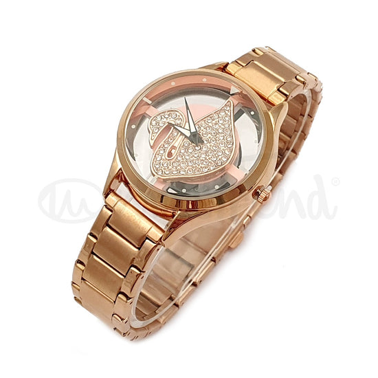 Relógio Swan giratório em aço rosa gold