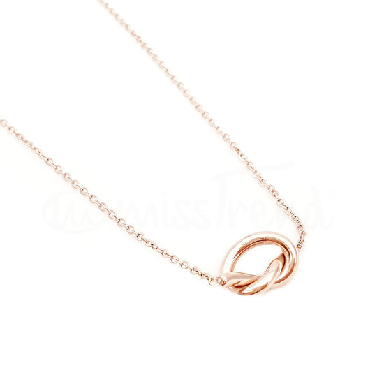 Colar Knot em aço  rosa gold