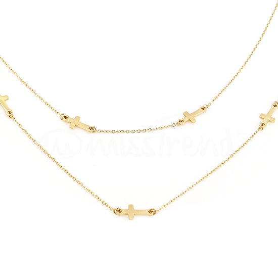 Colar Nirvana em aço com duas tiras dourado