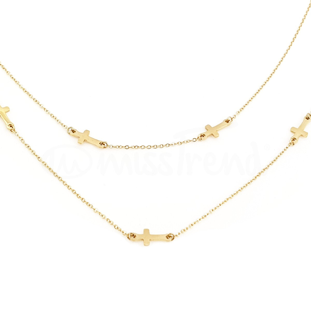 Colar Nirvana em aço com duas tiras dourado