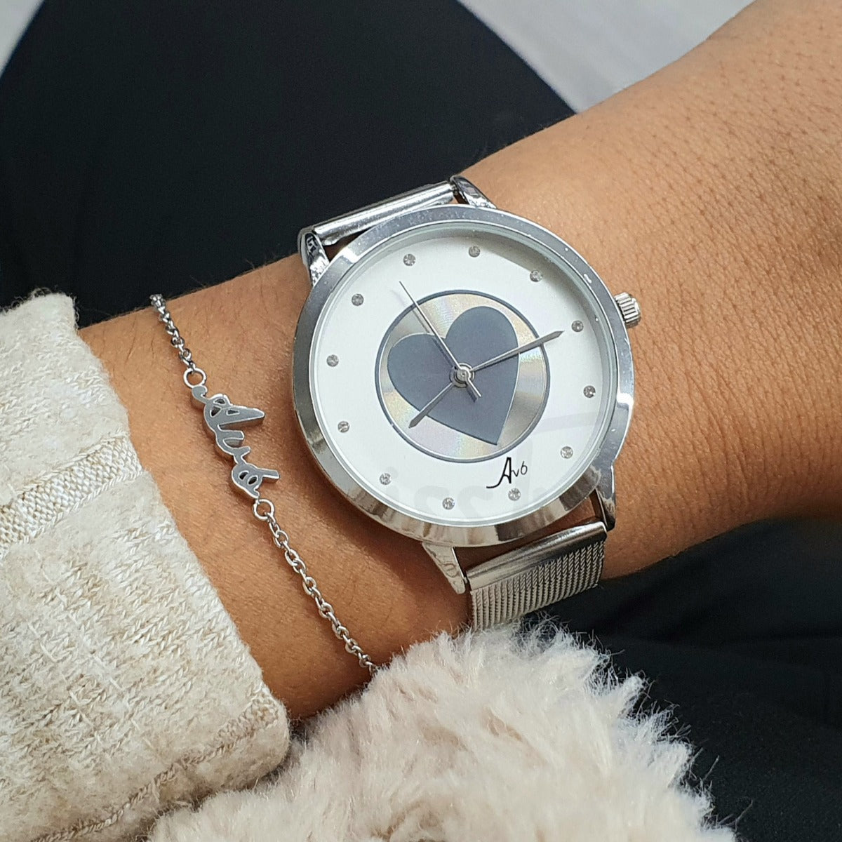 Pulseira Avó em aço prateada