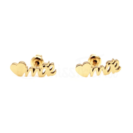 Brincos mãe Coraçon em aço dourado