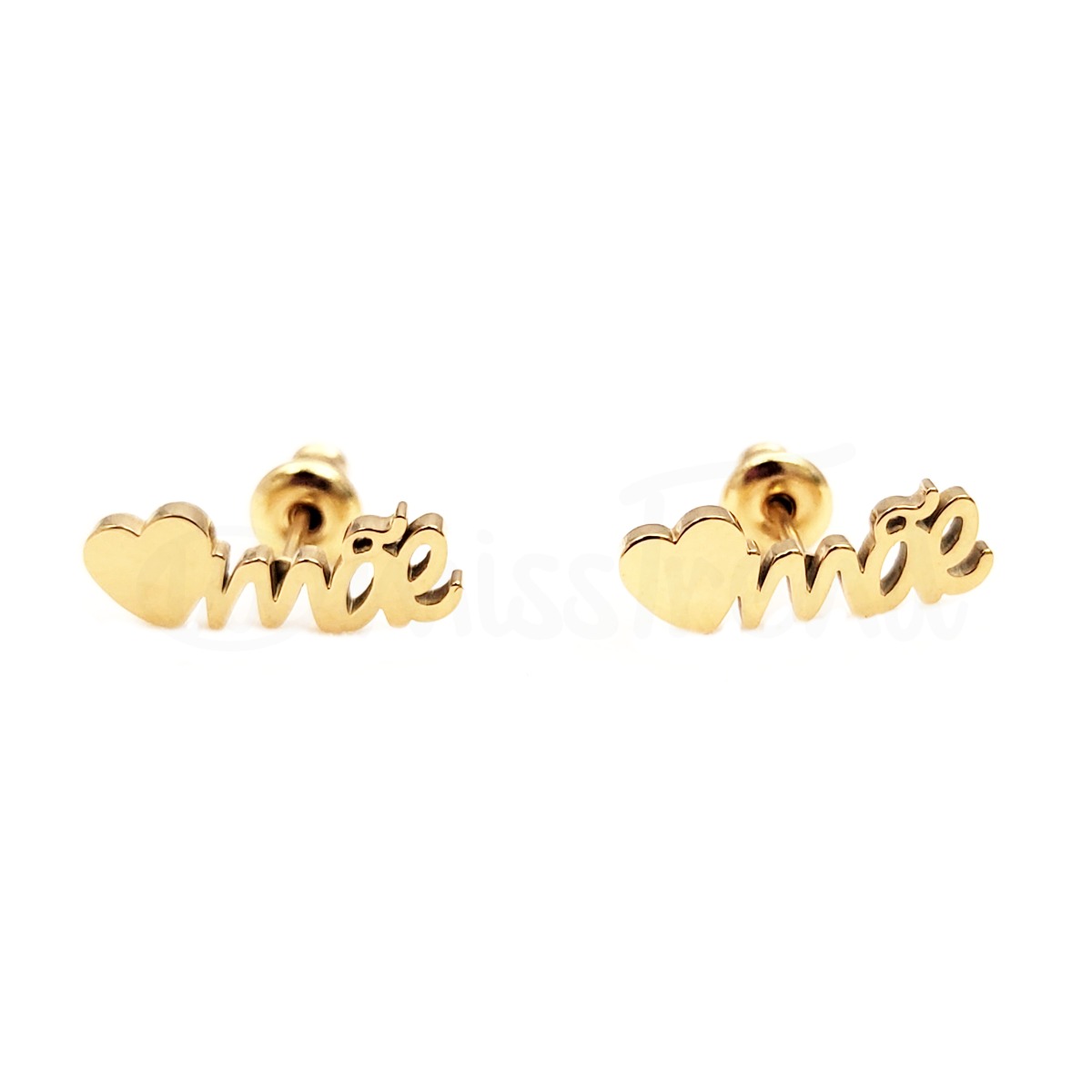 Brincos mãe Coraçon em aço dourado