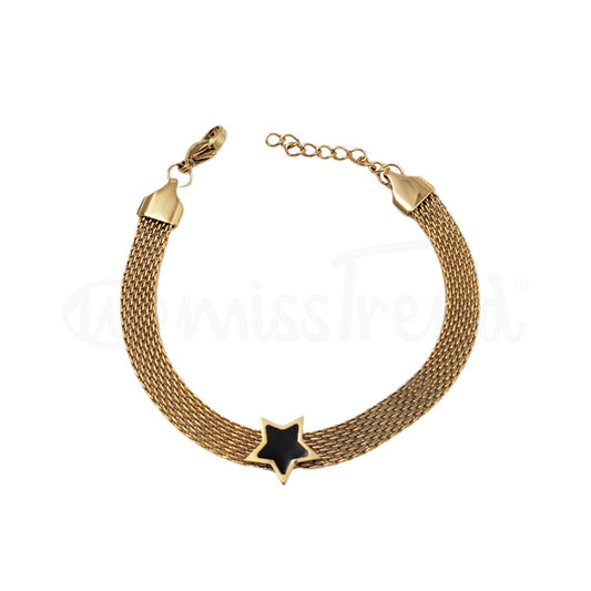 Pulseira estrela malha em aço