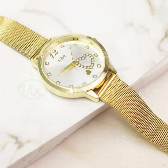 Relógio passion mãe em aço dourado