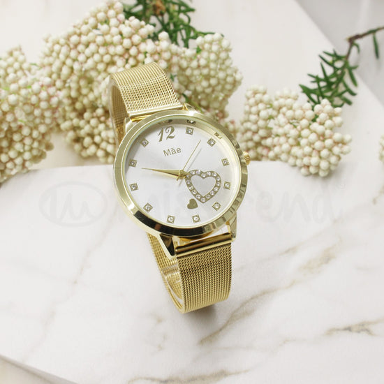 Relógio passion mãe em aço dourado