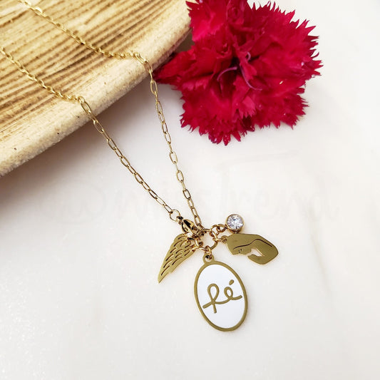 Colar faith em aço dourado