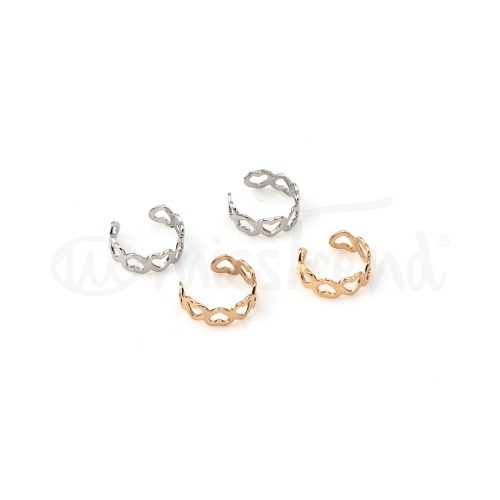 earcuff com corações em aço
