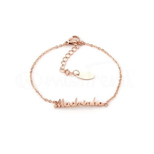 Pulseira Madrinha em Aço rosa gold