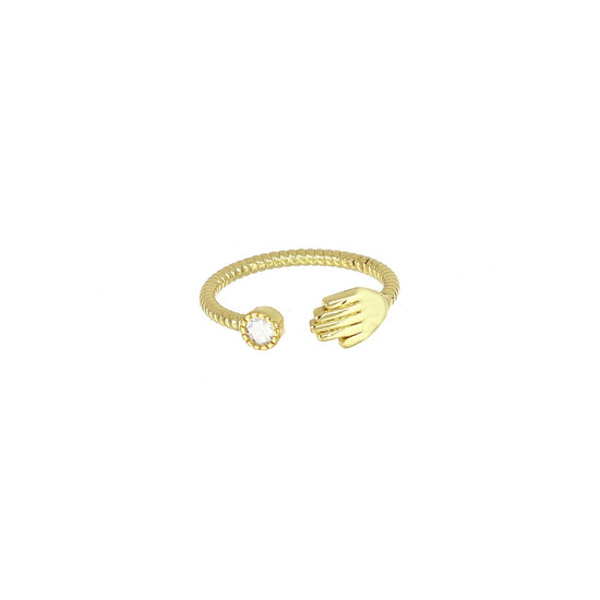 Anel Ajustável Mão Dourado