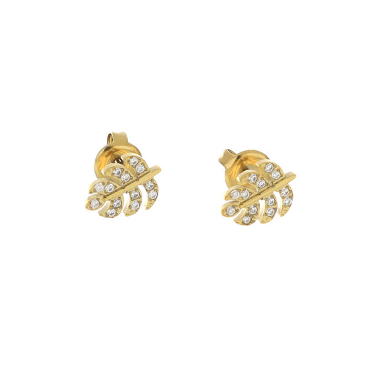 Coleção Diamond Leaf em Aço com Zircônias