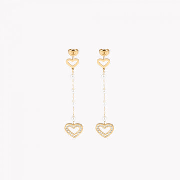 Brincos Diamond Heart c/Zircônias em Aço
