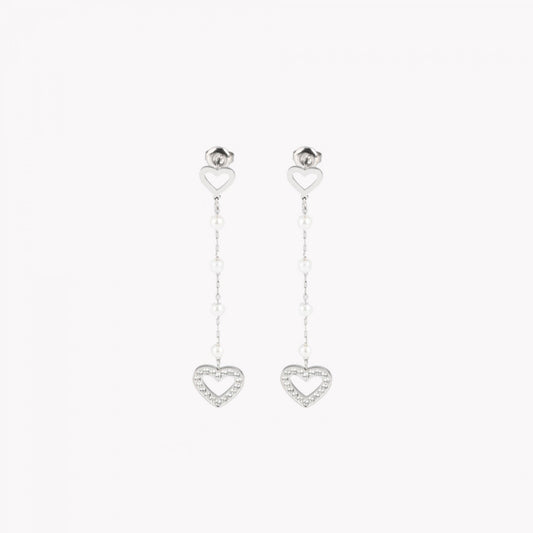 Brincos Diamond Heart c/Zircônias em Aço