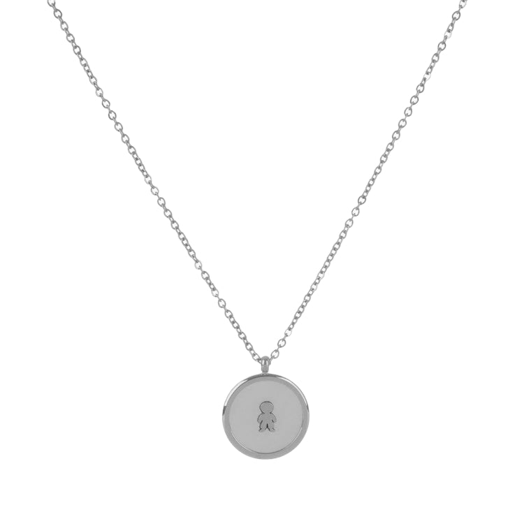 Colar Ajustável com Pendente Menina/Menino em Aço