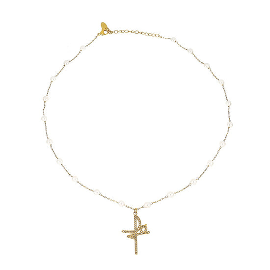 Colar Fé Pearls em Aço