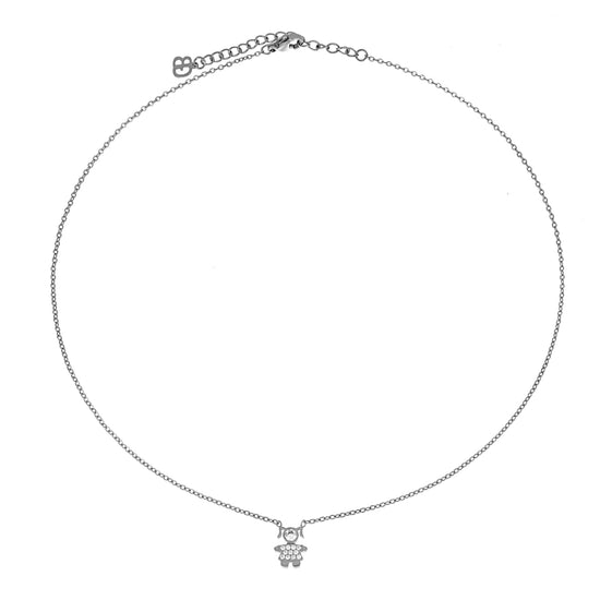 Colar com Pendente Menina/Menino c/Zircônias